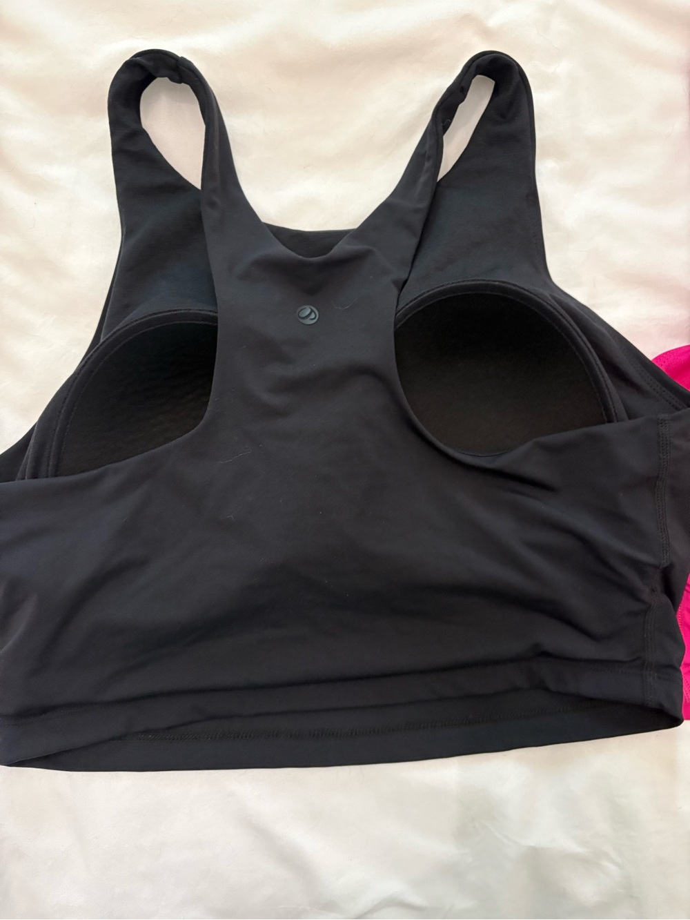 CRZ YOGA Racerback Sports Crop - Black & Fuchsia - Picture 3 of 3
